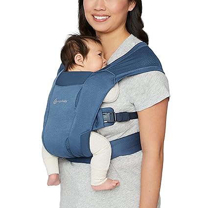 Ergobaby Embrace Cozy Newborn Essentials Baby Carrier Wrap (7-25 Pounds), Soft Air Mesh, Blue