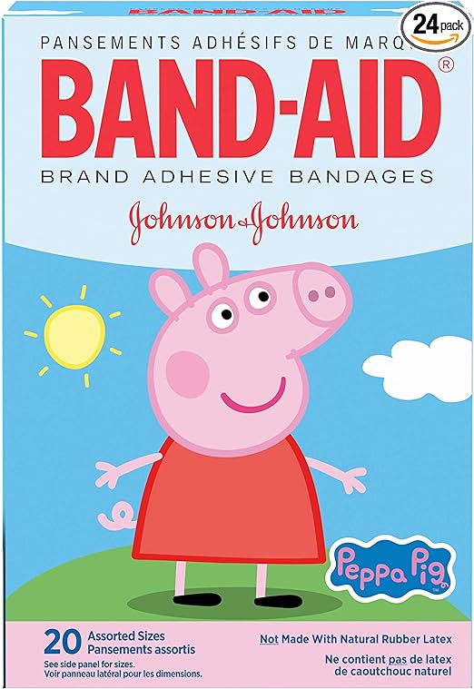 Band-aid Brand Adhesive Bandages, Peppa Pig, Assorted Sizes, 20 Count (Pack of 24)