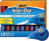 BIC Wite-Out Brand EZ Correct Correction Tape, 19.8 Feet, 18-Count Pack of white Correction Tape, Fast, Clean and Easy to Use Tear-Resistant Tape Office or School Supplies