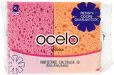 O-Cel-O Handy Sponges, Assorted Colors(Packaging May vary), 4 Count, pack of 4