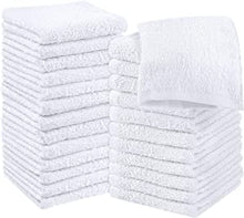 Load image into Gallery viewer, Utopia Towels Cotton Washcloths Set - 100% Ring Spun Cotton, Premium Quality Flannel Face Cloths, Highly Absorbent and Soft Feel Fingertip Towels (24 Pack, White)