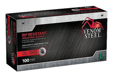 Load image into Gallery viewer, Venom Steel Industrial Nitrile Gloves, 6 mil, 2 Layer Rip Resistant, Large, 100 Count, Black