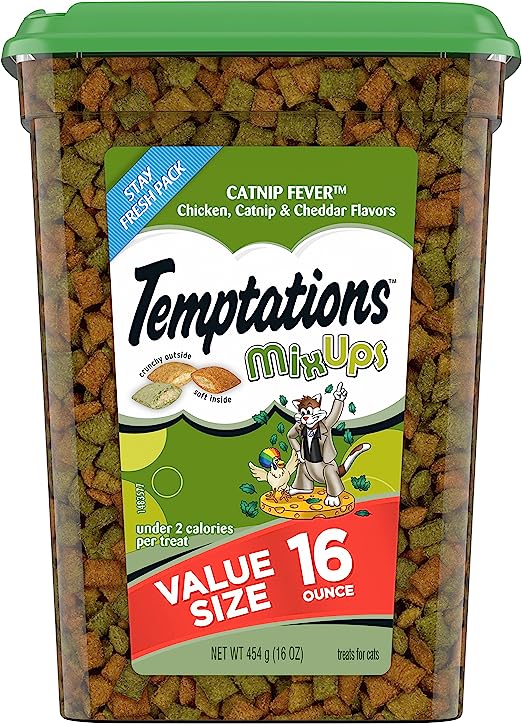 TEMPTATIONS Classic Crunchy and Soft Cat Treats Tasty Chicken Flavor, 30 oz. Tub (Packaging May Vary)