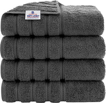 Load image into Gallery viewer, American Soft Linen Luxury 4 Piece Bath Towel Set, 100% Turkish Cotton Bath Towels for Bathroom, 27x54 in Extra Large Bath Towels 4-Pack, Bathroom Shower Towels, Grey Bath Towels